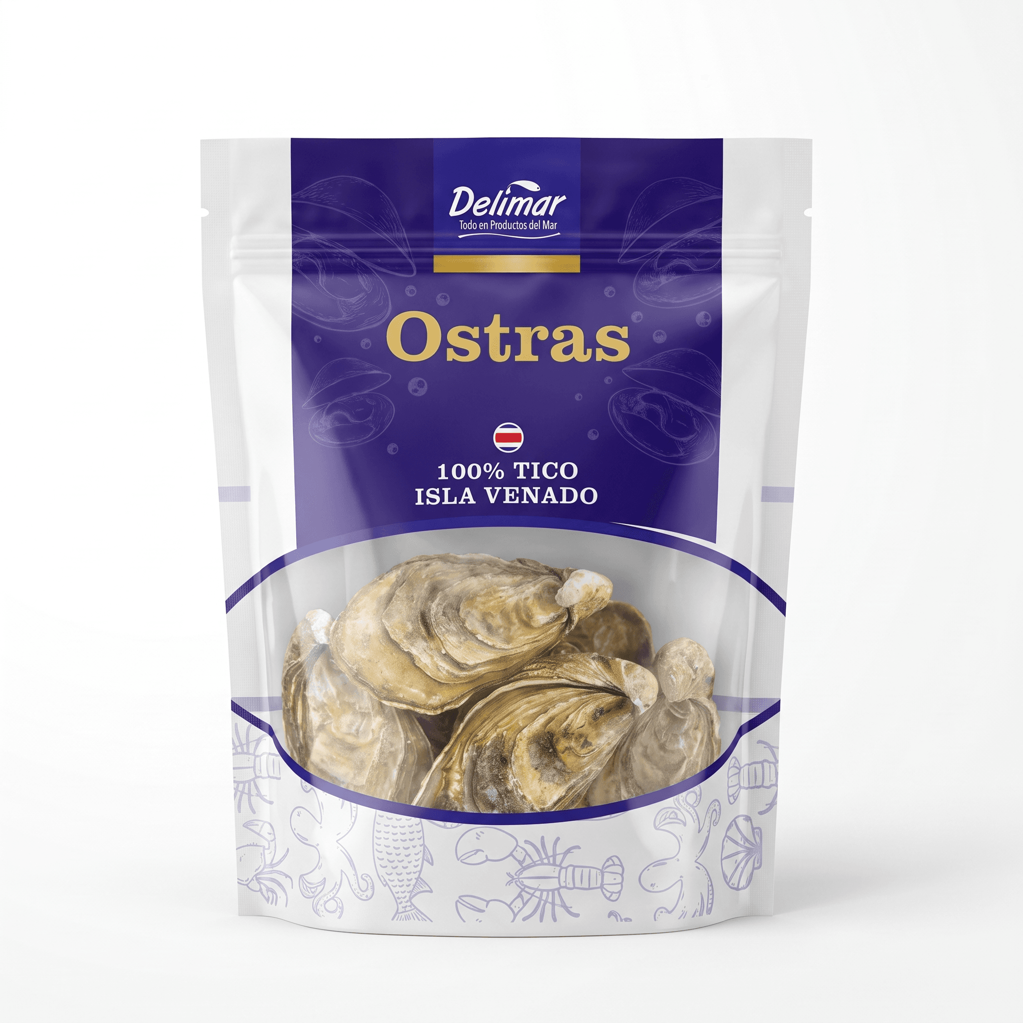 Ostra Entera — Cong. individual, con concha, limpio, Delimar